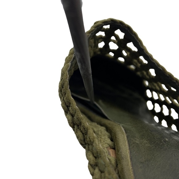 Jeffrey Campbell Leone Woven Leather Weaved Slip On Mule Size 6 Green Point Toe - Picture 10 of 12